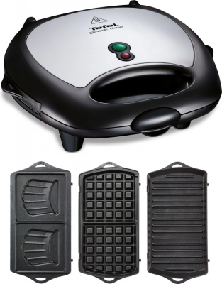 TEFAL  |  Сэндвичница  |  SW614831  |  700 Вт  |  Количество пластин 3  |  Черный / Нержавеющая сталь