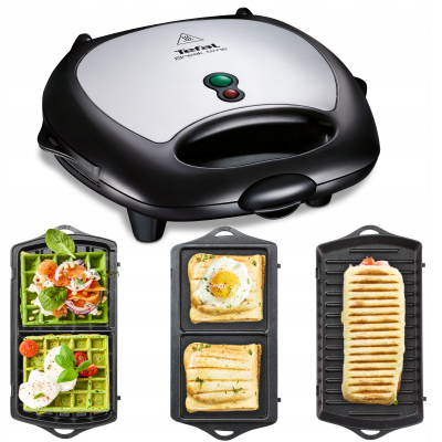 TEFAL  |  Сэндвичница  |  SW614831  |  700 Вт  |  Количество пластин 3  |  Черный / Нержавеющая сталь
