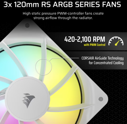 Corsair Liquid CPU Cooler  |  360 RS ARGB  |  White