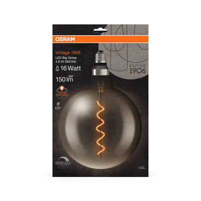 LED Dimmable bulb E27, 4.8W, 150Lm, 1800K, 320°, Vintage 1906 Globe