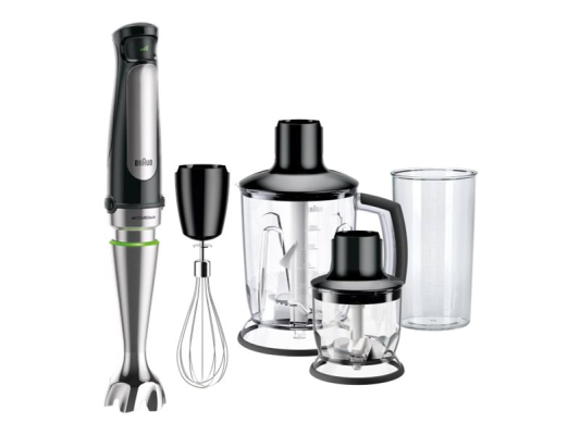Braun  |  MultiQuick 7 rokas blenderis  |  MQ 7045X  |  rokas blenderis  |  1000 W  |  Ātrumu skaits 6  |  Smalcinātājs  |  Melns / Nerūsējošais tērauds