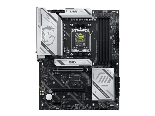 MSI MAG X870E GAMING MAX WIFI  |  Processor family AMD  |  Processor socket AM5  |  DDR5  |  Supported hard disk drive interfaces SATA, M.2  |  Number of SATA connectors 4