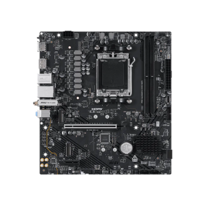 MSI PRO A620AM-G EVO WIFI  |  Processor family AMD  |  Processor socket AM5  |  DDR5  |  Number of SATA connectors 4  |  Supported hard disk drive interfaces SATA, M.2