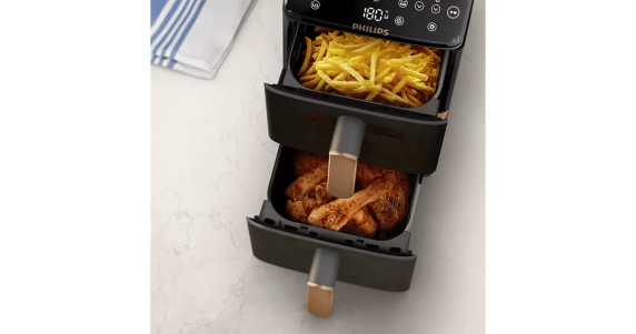 Philips Airfryer, Dual Basket  |  NA462 / 80 4000 Series  |  Capacity 10 L  |  Power 2750 W  |  RapidAir  |  Silk White / Beige