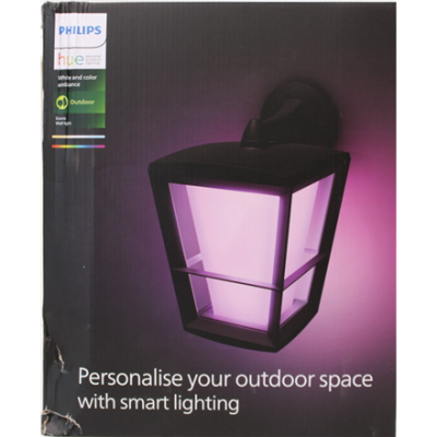 IZPĀRDOŠANA.  |  Philips Hue WCA Econic Outdoor Wall Lantern  |  15 W  |  2000-6500 Hue White Colour Ambiance  |  DAMAGED PACKAGING  |  24 month(s)
