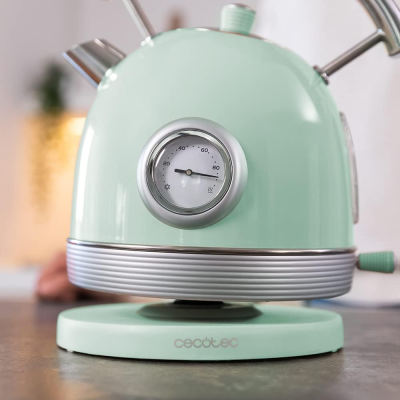 Cecotec Kettle  |  ThermoSense 420 Vintage  |  2200 W  |  Electric  |  1.8 L  |  Stainless steel  |  360° rotational base  |  Light Green