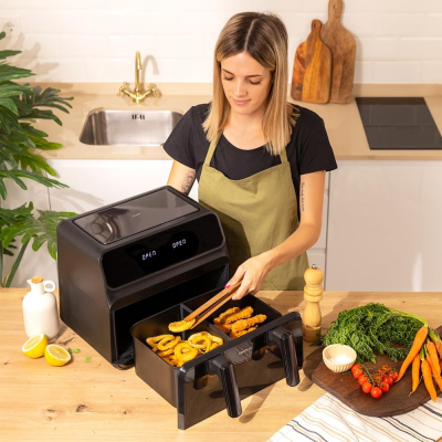 Cecotec Double hot air fryer  |  Cecofry Advance 9000 Window  |  Power 2200 W  |  Capacity 9 L  |  Melns