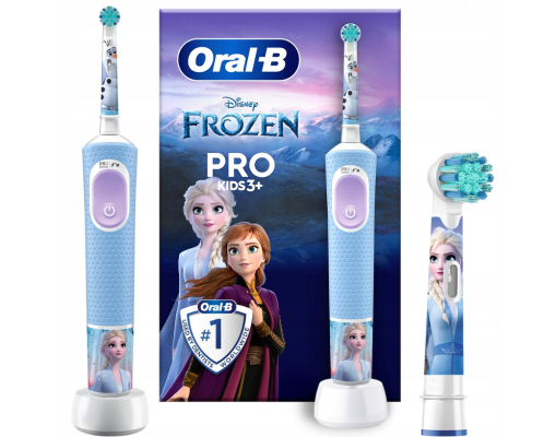 Oral-B  |  Elektriskā zobu birste  |  Vitality PRO Kids Frozen  |  Uzlādējama  |  Bērniem  |  Iekļauto zobu suku skaits 1  |  Zobu tīrīšanas režīmu skaits 2  |  Zila