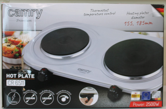 SALE OUT.  |  Camry  |  CR 6511  |  Hot plate  |  Number of burners / cooking zones 2  |  Rotary knobs  |  Stainless steel  |  DAMAGED PACKAGING, SCRATCHED AND DENTED ITEM