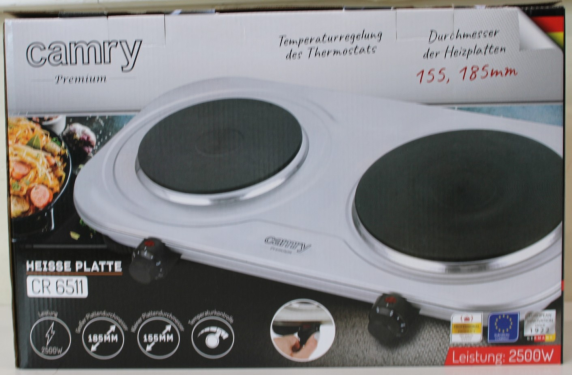 SALE OUT.  |  Camry  |  CR 6511  |  Hot plate  |  Number of burners / cooking zones 2  |  Rotary knobs  |  Stainless steel  |  DAMAGED PACKAGING, SCRATCHED AND DENTED ITEM