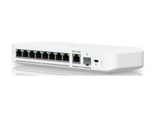 Ubiquiti Flex 2.5G  |  Flexible, 8-port 2.5 GbE switch  |  Desktop  |  Managed  |  10 Gbps (RJ-45) ports quantity 1  |  SFP+ ports quantity 1