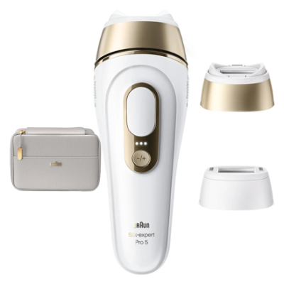 Braun Silk-expert Pro 5 IPL Photoepilator | PL5210 | 10 Intensity Levels | 3 Modes | White/Gold