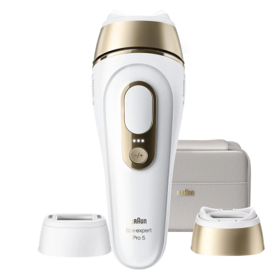 Braun Silk-expert Pro 5 IPL Photoepilator | PL5210 | 10 Intensity Levels | 3 Modes | White/Gold