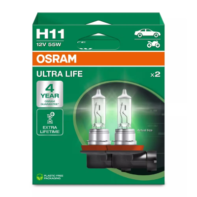 Halogen bulb H11, 12V, 55W, 3200K, ULTRA LIFE