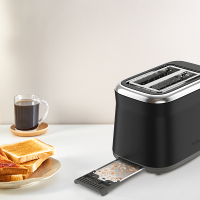 TEFAL Toaster  |  TT7208E0 Collection Retro  |  Power 850 W  |  Number of slots 2  |  Housing material Stainless steel  |  Black