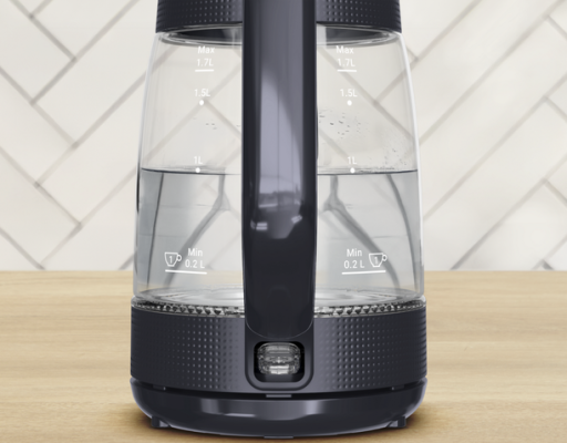 TEFAL Kettle  |  KO2G08E0  |  2000 W  |  Electric  |  1.7 L  |  Heat-resistant glass  |  360° rotational base  |  Black / Transparent