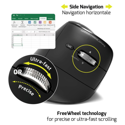 PORT CONNECT Mouse  |  ERGO AUDITOR  |  Wireless  |  Bluetooth, 2.4 GHz  |  Black