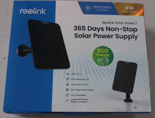 IZPĀRDOŠANA.  |  Reolink  |  Solar charger for video cameras  |  Solar Panel 2  |  UNPACKED, SCRATCHED HOLDER  |  23 month(s)