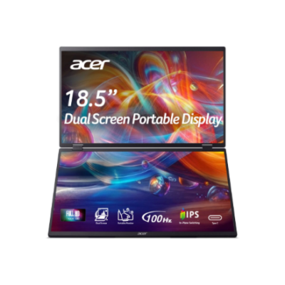 Acer PD19F 47cm 18.5'' FHD Dual Portable IPS 100Hz 16:9 4ms (GTG) 250nits HDMI 2xType-C MM Audio Out EU Black H.cable x1 U.cable Type-C x1  |  Acer