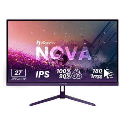 Arozzi Nova  |  27 "  |  IPS  |  QHD  |  16:9  |  180 Hz  |  1 ms  |  2560 x 1440 pixels  |  350 cd / m²  |  HDMI ports quantity 2  |  Purple