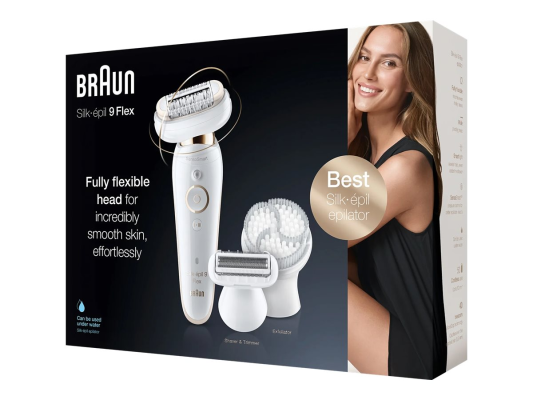 Braun Epilators  |  Silk-épil 9 Flex SES9-030 3D  |  Darbības laiks (maks.) 50 min  |  Jaudas līmeņu skaits 2  |  Mitrs & Sauss  |  Balts