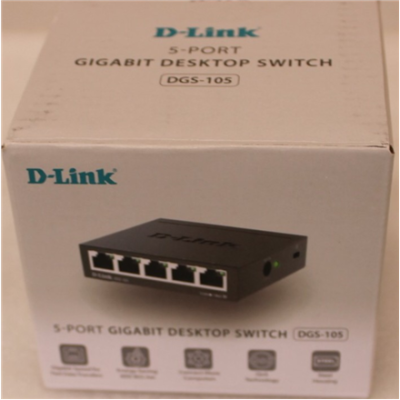 SALE OUT. D-Link DGS-105GL / E 5-Port Gigabit Ethernet Switch  |  SALE OUT. Ethernet Switch  |  DGS-105 / E  |  Unmanaged  |  Desktop  |  Gigabit Ethernet (copper) ports quantity 5  |  60 month(s)  |  UNPACKED