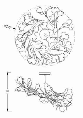 Ceiling lamp LEAF, excl. 6xG9, max 3.5W, IP20