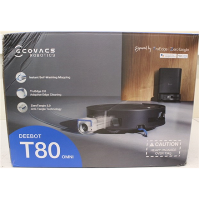 SALE OUT. Ecovacs DEEBOT T80 OMNI Vacuum cleaner, Robot, Wet&Dry, 18000Pa, TruEdge 2.0, ZeroTangle 3.0, Carpet Care, Black + Auto-empty stat  |  Ecovacs Robotic Vacuum Cleaner  |  DEEBOT T80 OMNI  |  Wet&Dry  |  Li-ion  |  6400 mAh  |  Dust capacity 0.22 