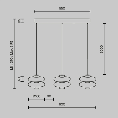 LED Pendant light NUVEM, 23W, 3000K, 2450 Lm, IP20