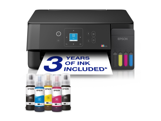 Epson EcoTank  |  L3360  |  Inkjet  |  Colour  |  Multifuction Printer  |  A4  |  Wi-Fi  |  Black
