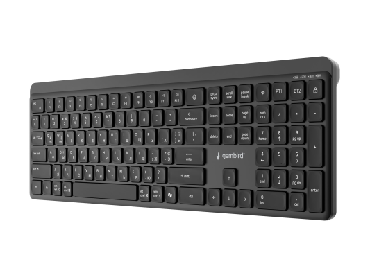 Gembird KB-WPS-03-CYRL Dual-mode pro-business slim wireless keyboard, 2.4G+BT, Kirilicas izkārtojums  |  Gembird