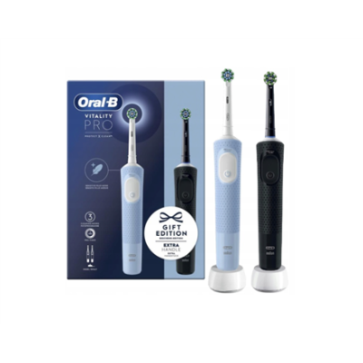 Oral-B Electric Toothbrushes  |  Vitality Pro Duo  |  Rechargeable  |  For adults  |  Number of brush heads included 2  |  Number of teeth brushing modes 3  |  Black / Blue White