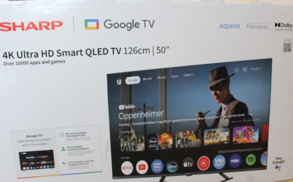 SALE OUT. Sharp 50HP6265E 50" (126cm) QLED 4K Ultra HD Google TV, Dolby Vision, Dolby Atmos, Central Stand  |  Sharp 50HP6265E  |  50  |  Smart TV  |  Google TV  |  UHD  |  Black  |  DAMAGED PACKAGING