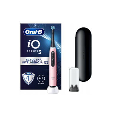 Oral-B iO5 Series Electric Toothbrush | Rechargeable | 5 Brushing Modes | 1 Brush Head | Pink