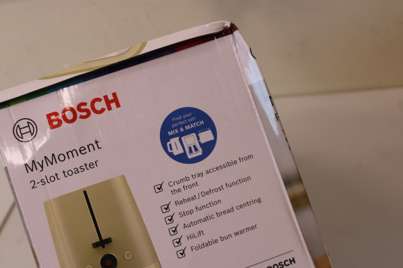 SALE OUT. Bosch TAT3M127 MyMoment Compact toaster, 950 W, 2 slots, Beige  |  SALE OUT. Compact Toaster  |  TAT3M127 MyMoment  |  Number of slots 2  |  Housing material Plastic  |  Beige  |  DAMAGED PACKAGING AND ITEM BODY (EDGE)