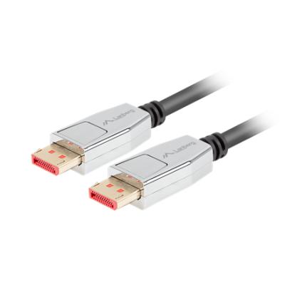 Lanberg DisplayPort M / M Cable 20 PIN V1.4 8K 60HZ  |  CA-DPDP-20CU-0018-BK  |  DisplayPort to DisplayPort  |  1.8 m