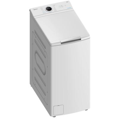 Midea  |  Washing Machine  |  MF100T70BA10 / W-HR  |  Energy efficiency class A  |  Top loading  |  Washing capacity 7 kg  |  1200 RPM  |  Depth 61 cm  |  Width 40 cm  |  Display  |  LED  |  Steam function  |  White