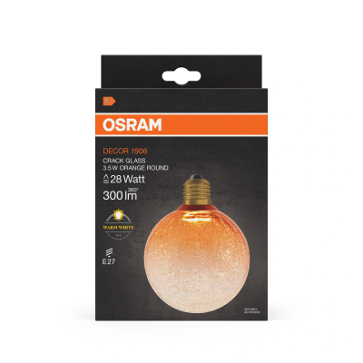 LED Bulb E27, 3.5W, 300Lm, 2700K, 100°, DECOR LED LAMP IN CRACKED GLASS