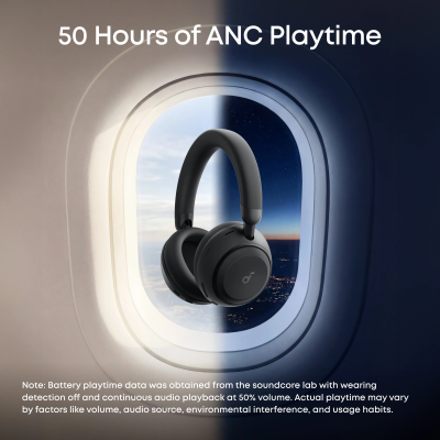 Anker Soundcore Space 2  |  Headphones  |  Over-ear  |  Microphone  |  Jet Black  |  Noise canceling