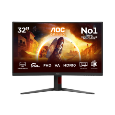 AOC C32G4Z  |  32 "  |  VA  |  FHD  |  16:9  |  240 Гц  |  0.3 мс  |  1920 x 1080 пикселей  |  300 кд / м²  |  Количество HDMI портов 1  |  Черный