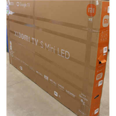 SALE OUT. Xiaomi TV S Mini LED 98 2026  |  SALE OUT.  |  Xiaomi S Mini LED 2026  |  98  |  Smart TV  |  Google TV  |  4K UHD  |  Dark Grey  |  DAMAGED PACKAGING, MISSING SCREW (1 PC), DENTED BACKSIDE, DEMO