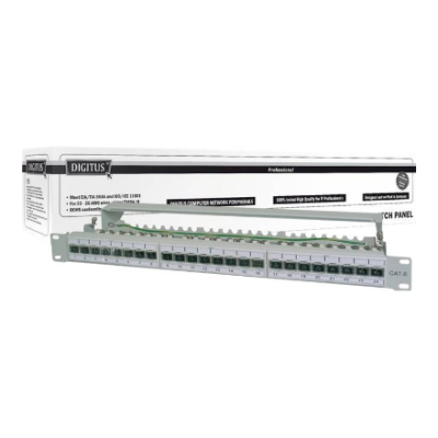 Digitus  |  CAT 6A Patch Panel, экранированный, 1U, 24-портовый  |  RJ45, 8P8C  |  Серый