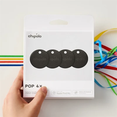 Chipolo POP – Bluetooth-трекер с заменяемой батареей для iOS и Android, 4 шт. - Черный