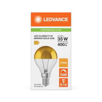 LED Dimmable filament bulb E14, P45, 3.4W, 2700K, 400Lm, 300°