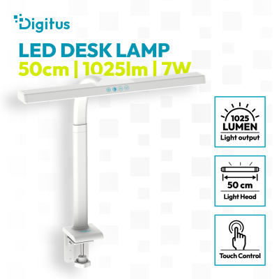 Digitus LED Desk Lamp, 50 cm, White  |  DA-90491  |  1025 lm  |  7 W  |  3000-6500 K  |  Warm to cold white light  |  LED lamp  |  10 V