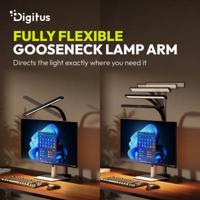 Digitus LED Desk Lamp, 50 cm, Black  |  DA-90490  |  1025 lm  |  7 W  |  3000-6500 K  |  Warm to cold white light  |  LED lamp  |  10 V