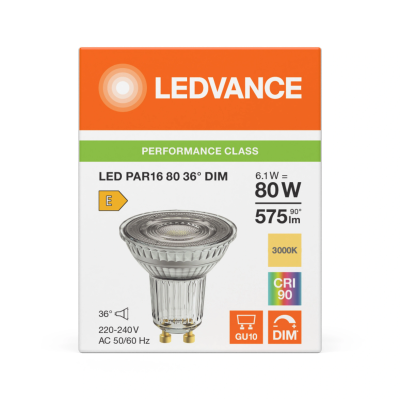 Dimmējāmā LED spuldze GU10, 6.1W, 3000K, 575Lm, 36°