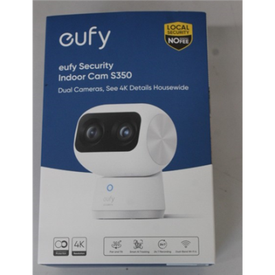 SALE OUT. Anker Eufy Security Indoor Cam S350, White  |  Anker Eufy Security Indoor Camera  |  S350  |  24 month(s)  |  Tabletop  |  Wide-Angle Lens  |  Micro SD, Max. 128GB  |  UNPACKED, MISSING POSITIONING STICKER