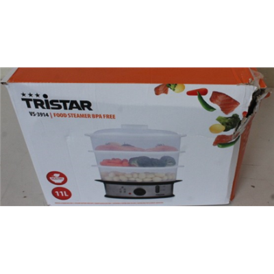 IZPĀRDOŠANA. Tristar  |  Pārtikas tvaicētājs  |  VS-3914  |  Sudrabs  |  1200 W  |  Jauda 11 L  |  BOJĀTA IEPAKOJUMS  |  Grozu skaits 3