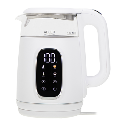 Adler Kettle with LED Display  |  AD 1305  |  Electric  |  2200 W  |  1.7 L  |  Plastic  |  360° rotational base  |  White / Silver